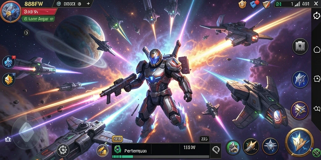 Gameplay dinamis di 888FW dengan aksi tembak-menembak yang seru.