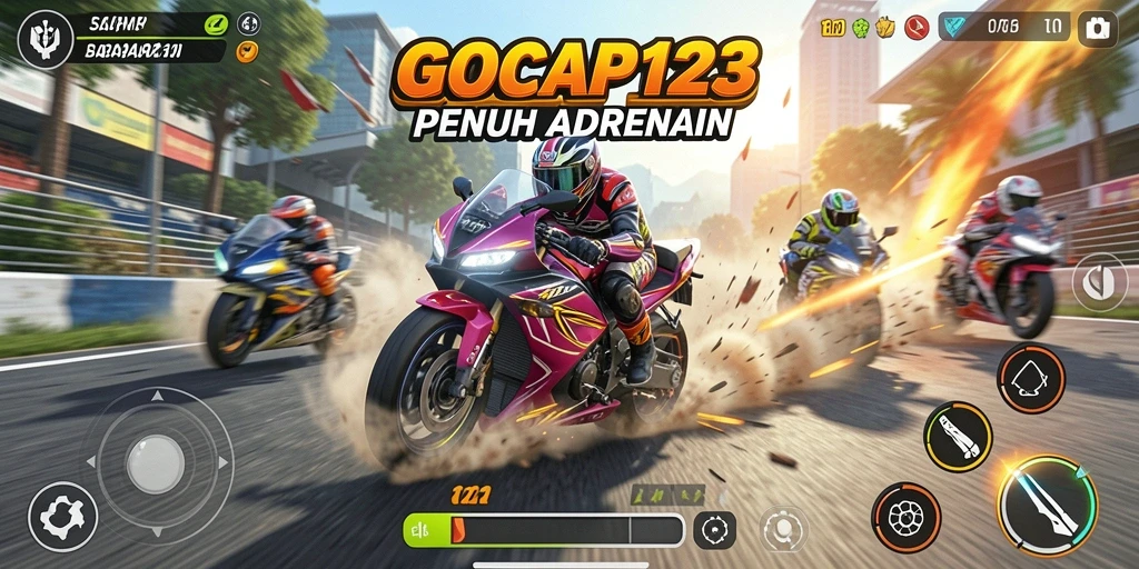 Gameplay GOCAP123 yang seru dan mendebarkan saat balapan motor.