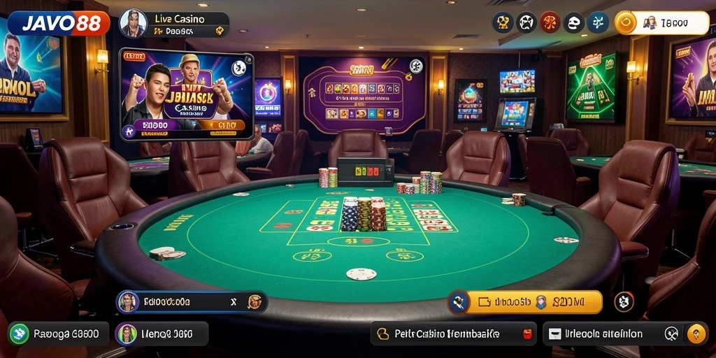 Screenshot gameplay Live Casino JAVO88 yang interaktif dan mendebarkan.