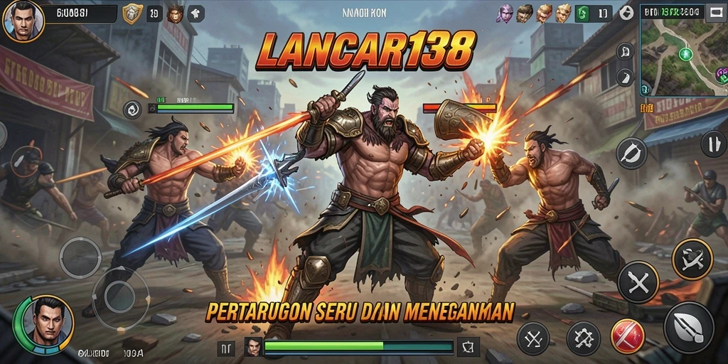Tampilan gameplay LANCAR138 dengan karakter yang bertarung.