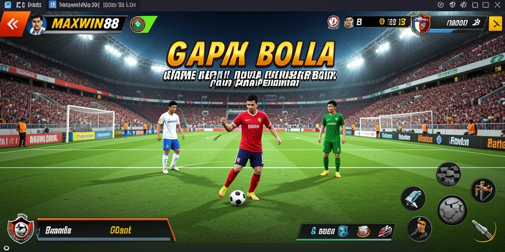 Gameplay menarik dengan aksi sepak bola yang mendebarkan.