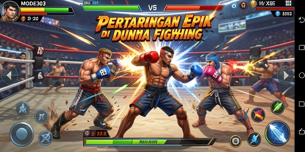 Tangkapan layar gameplay MODE303 menampilkan aksi pertarungan yang mendebarkan.
