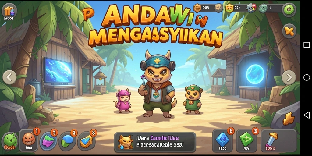 Tampilan gameplay <strong>PANDAWIN</strong> dengan karakter yang aktif bekerja.