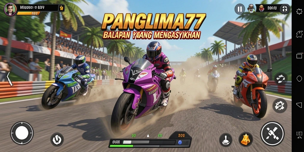 Tampilan gameplay balapan motor yang memukau di PANGLIMA77.