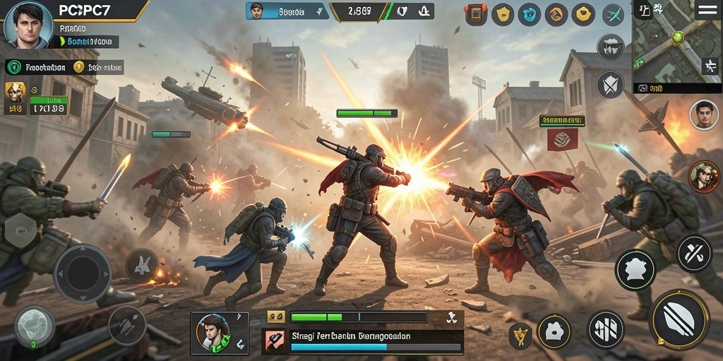 Screenshot utama PCPC7 menampilkan taktik pertempuran yang mendebarkan.