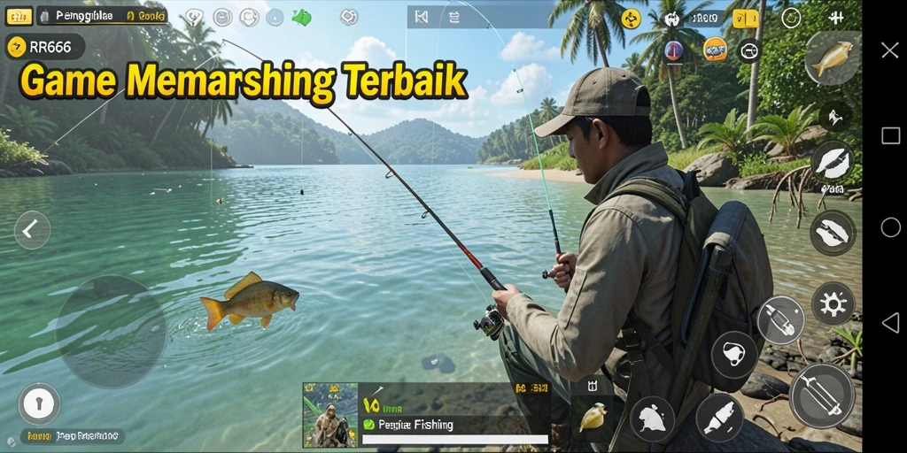 Tampilan gameplay sedap dengan aksi memancing yang mendebarkan.